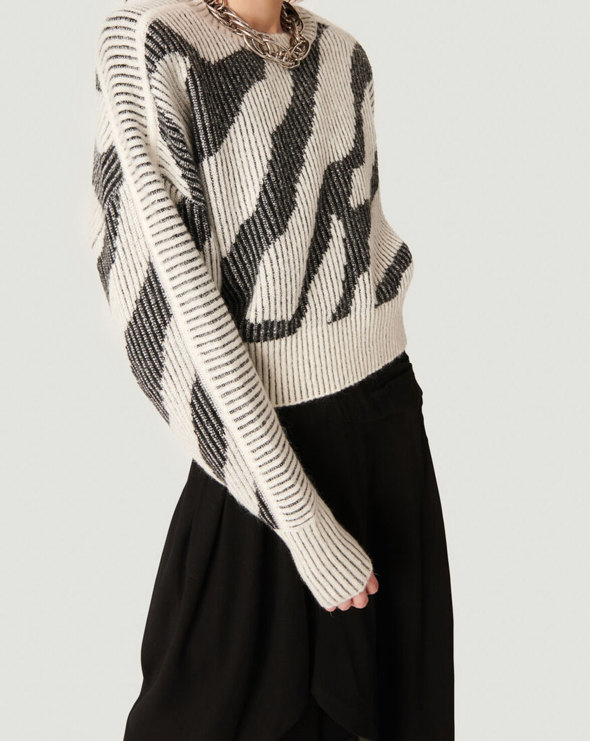 VORYTA RIBBED ZEBRA PRINT SWEATER image number null